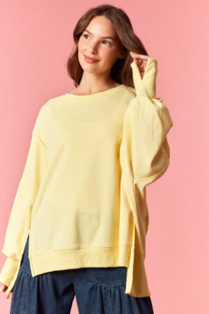 French Terry Hi-low Oversized Top Yellow