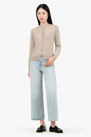 Essential Crew Neck Cardigan - Beige